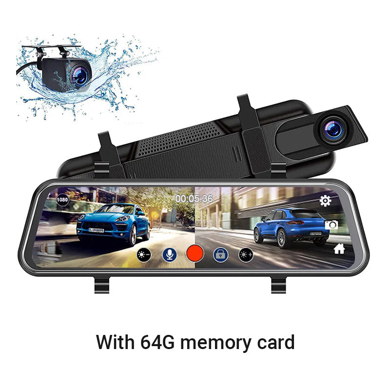 👁️Caméra de recul et dashcam 10 pouces avec écran tactile intégral – Vision nocturne HD 1080P, double objectif – Idéale pour une conduite et un stationnement en toute sécurité🚗📹