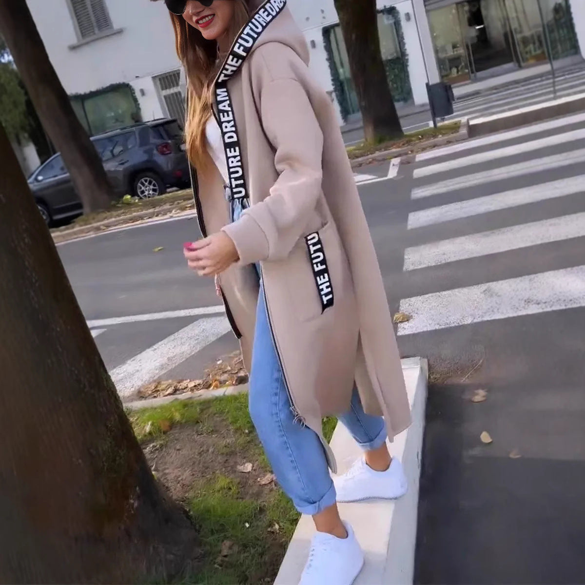 💕53% de réduction💕Sweat-shirt long à capuche pour femme