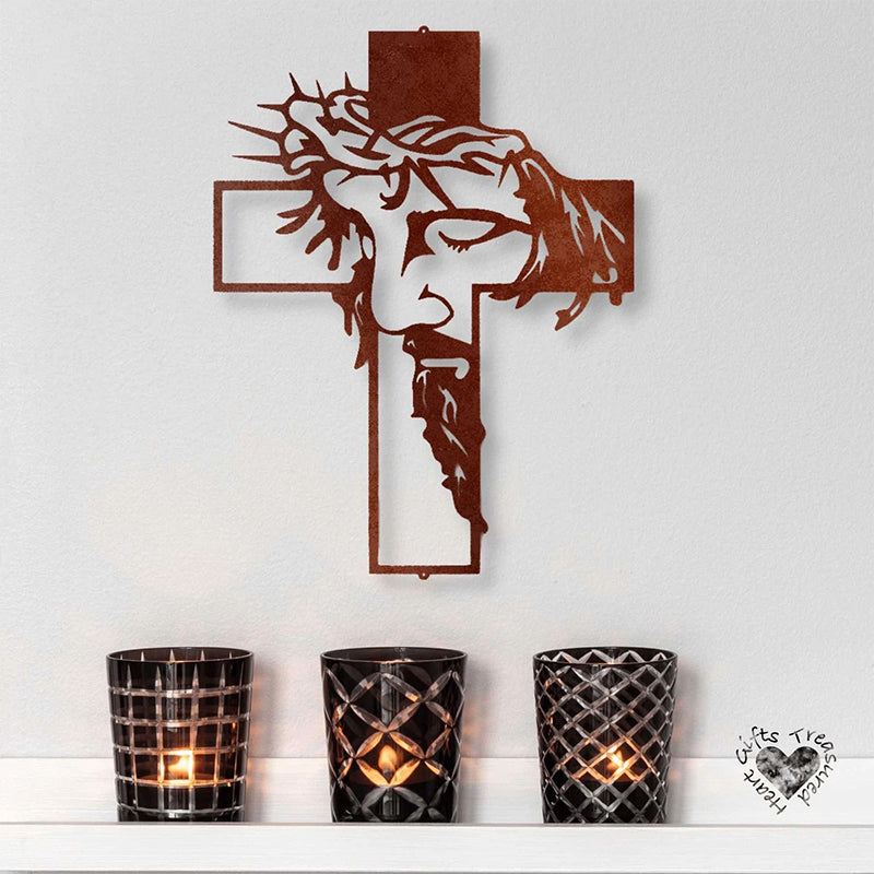 ✝️Panneau en métal avec croix de Jésus, décoration murale du Christ✝️