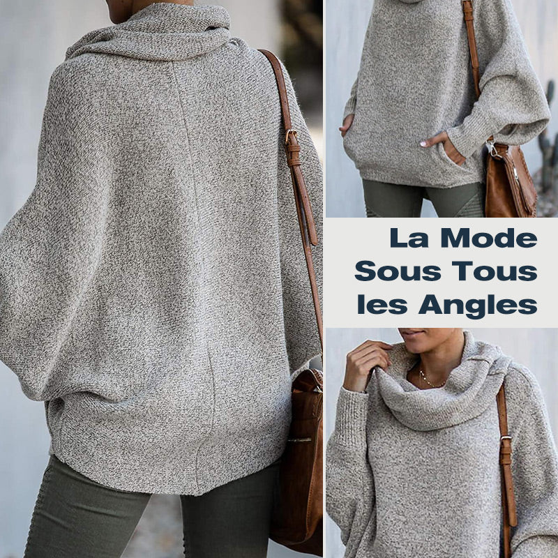 ✨️Pull à Manches Chauve-Souris et Col Bénitier avec Poches pour Femmes✨️