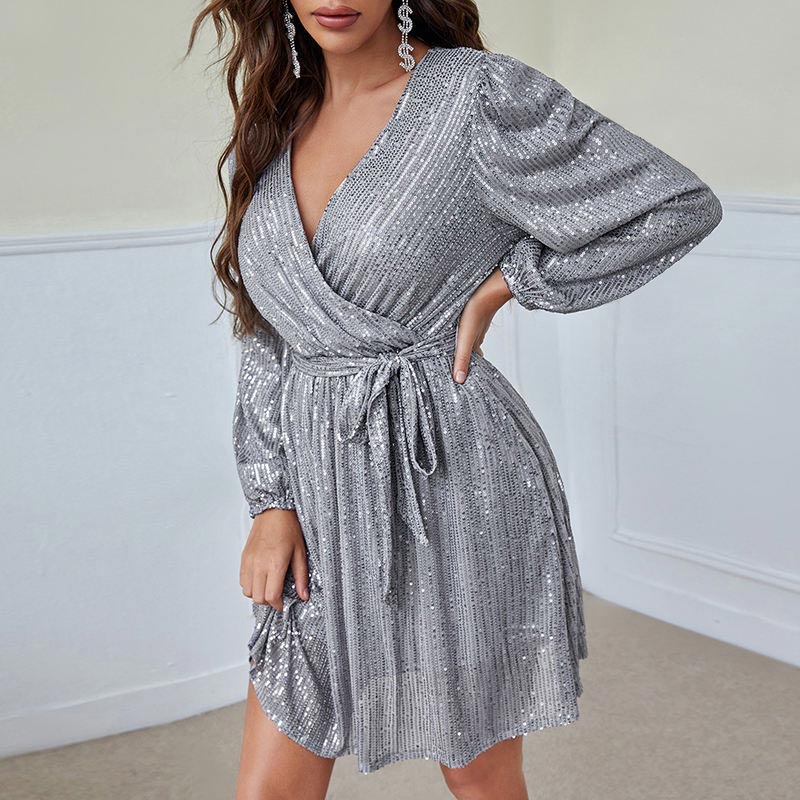 💃Mini-robe élégante à lacets et col en V pour femmes🌹