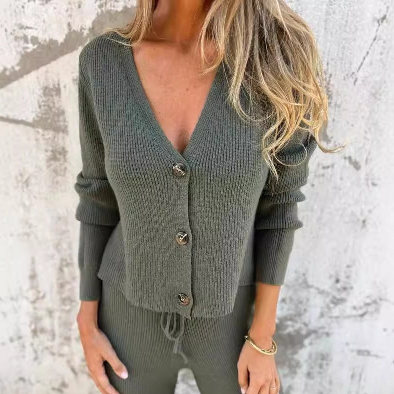 ✨️53% de réduction✨️Ensemble 2 pièces cardigan tricoté, pull et pantalon