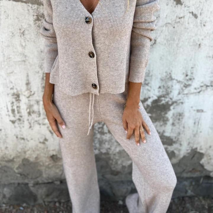 ✨️53% de réduction✨️Ensemble 2 pièces cardigan tricoté, pull et pantalon