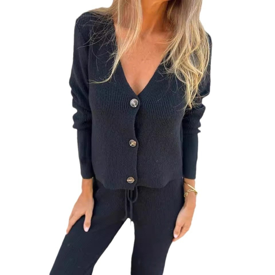 ✨️53% de réduction✨️Ensemble 2 pièces cardigan tricoté, pull et pantalon