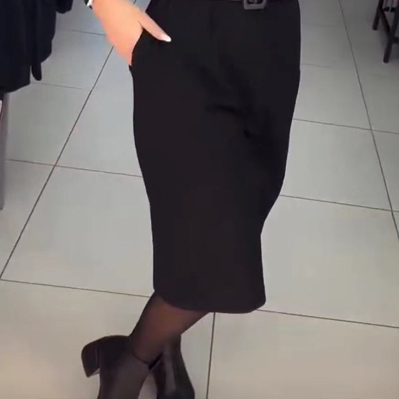 💞Robe monochrome élégante avec ceinture pour l'automne et l'hiver