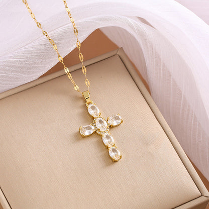 ✨️53% de réduction✨️Collier Femme Croix Zircon Étincelant💎