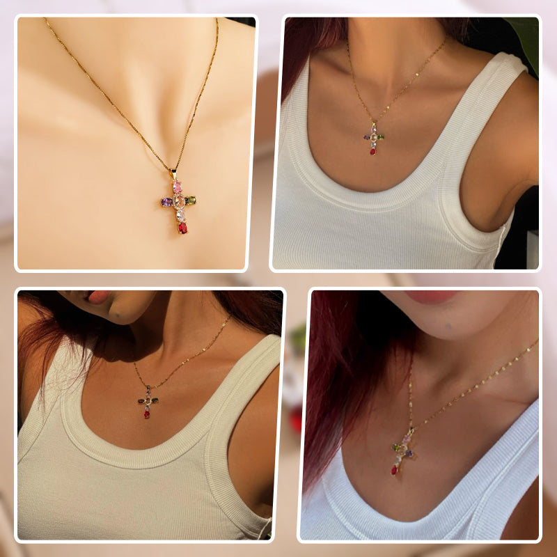 ✨️53% de réduction✨️Collier Femme Croix Zircon Étincelant💎