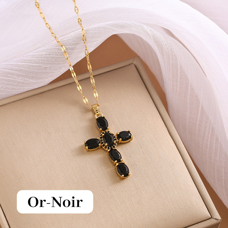 ✨️53% de réduction✨️Collier Femme Croix Zircon Étincelant💎