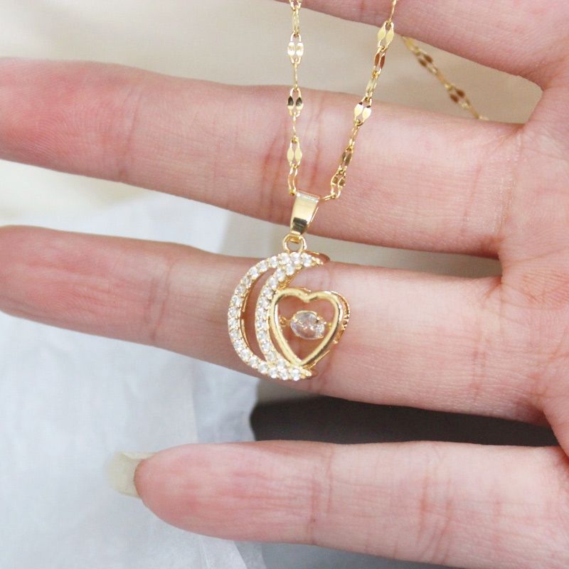 🌙50% de réduction🌙Collier Élégant en Forme de Cœur et Croissant✨️