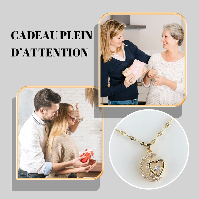 🌙50% de réduction🌙Collier Élégant en Forme de Cœur et Croissant✨️