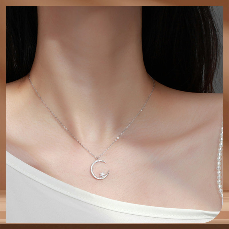 💕50% de réduction💕Collier Étincelant avec Pendentif d'Étoile et de Lune