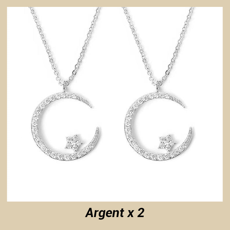 💕50% de réduction💕Collier Étincelant avec Pendentif d'Étoile et de Lune