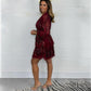 Robe courte à paillettes à col en V pour femme
