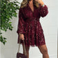 Robe courte à paillettes à col en V pour femme