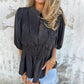 💖Vente chaude du Nouvel An💖Chemise boutonnée plissée décontractée à col rond pour femme