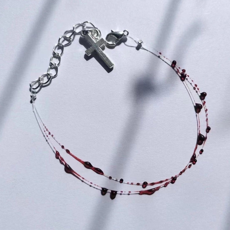 Collier Ras-du-Cou Minimaliste en Forme de Goutte de Sang,  Bracelet de Cheville, Bracelets