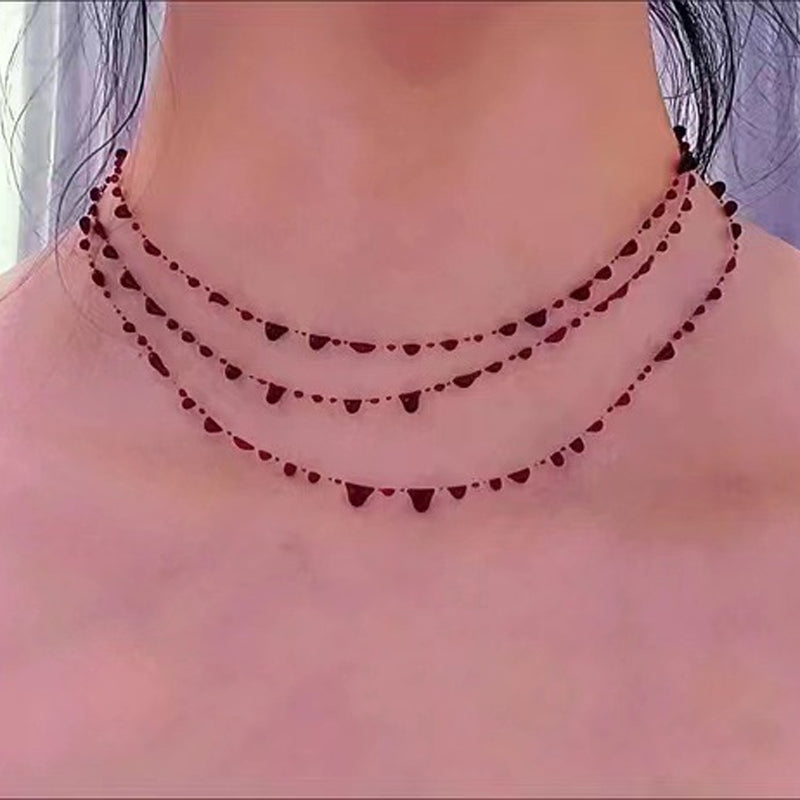 Collier Ras-du-Cou Minimaliste en Forme de Goutte de Sang,  Bracelet de Cheville, Bracelets