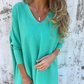 🌈Haut long ample en tricot à manches longues et col en V pour femme