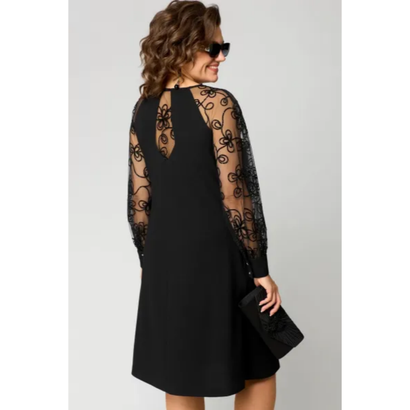🔥50% de réduction saisonnière🔥Robe patchwork en dentelle à encolure ronde et manches longues