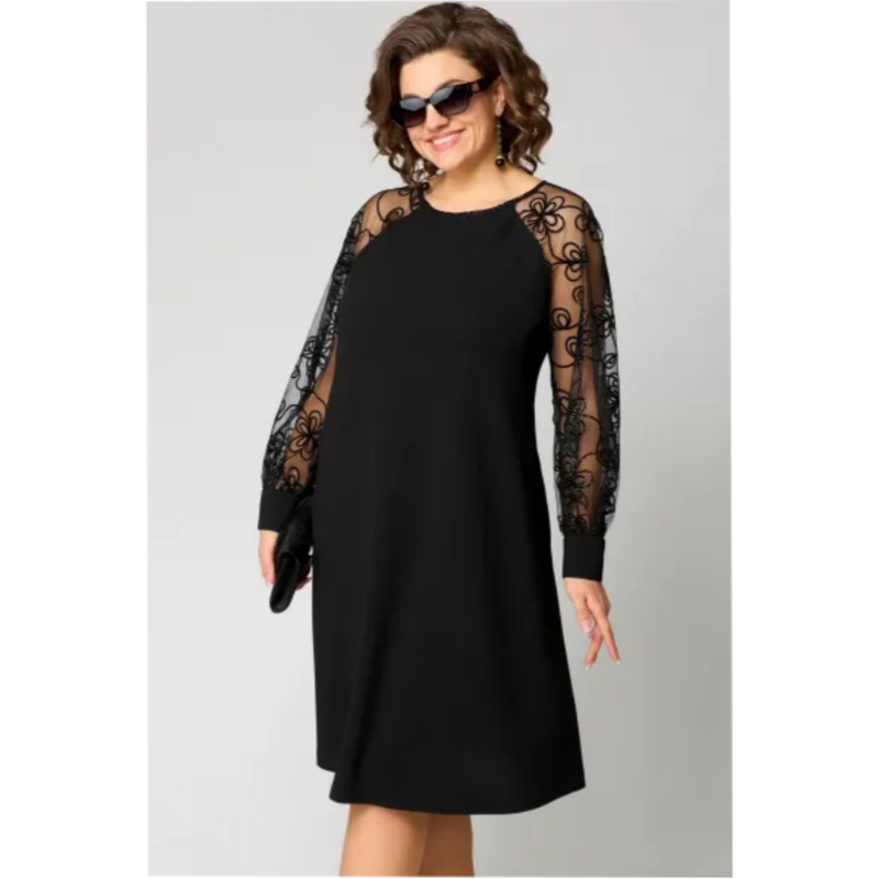 🔥50% de réduction saisonnière🔥Robe patchwork en dentelle à encolure ronde et manches longues