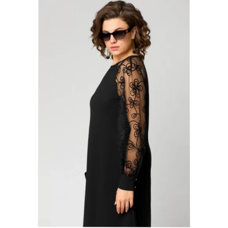 🔥50% de réduction saisonnière🔥Robe patchwork en dentelle à encolure ronde et manches longues