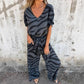 ✨Ensemble haut et pantalon deux pièces à imprimé zèbre et col en V pour femme