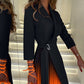 🔥Réduction du dernier jour🔥Robe Blazer Plissée Ombrée à Col Revers et Taille Nouée