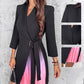 🔥Réduction du dernier jour🔥Robe Blazer Plissée Ombrée à Col Revers et Taille Nouée
