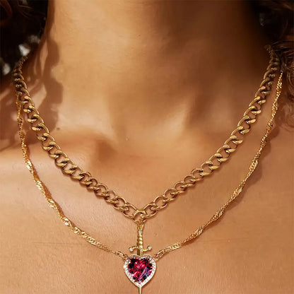 💥 Soldes du dernier jour -50 % 💖 Collier pour couple cœur et épée