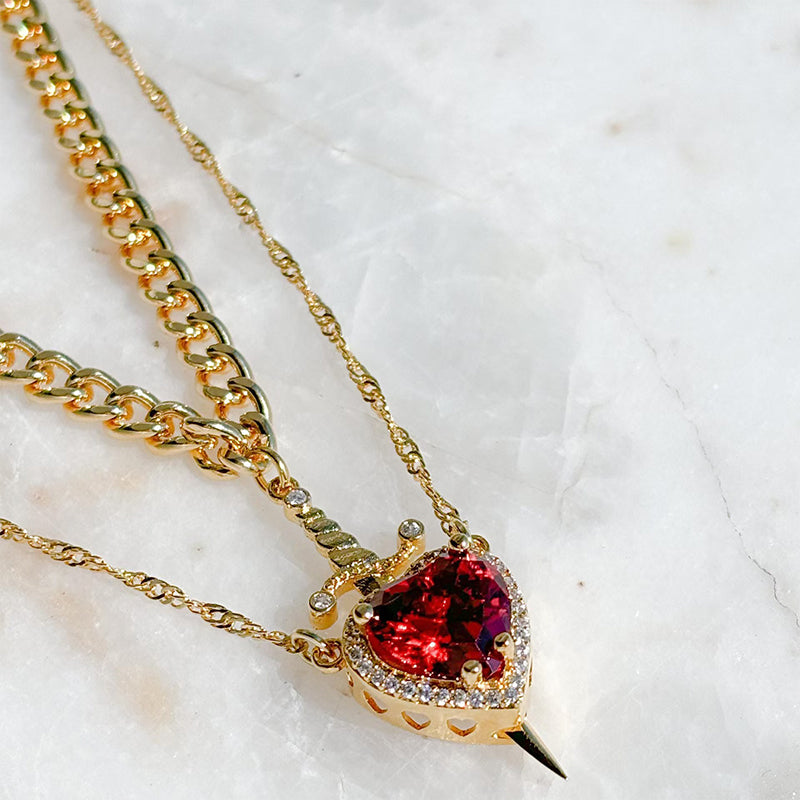 💥 Soldes du dernier jour -50 % 💖 Collier pour couple cœur et épée