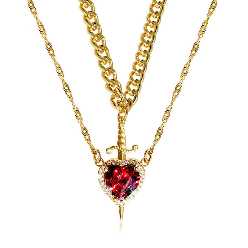 💥 Soldes du dernier jour -50 % 💖 Collier pour couple cœur et épée