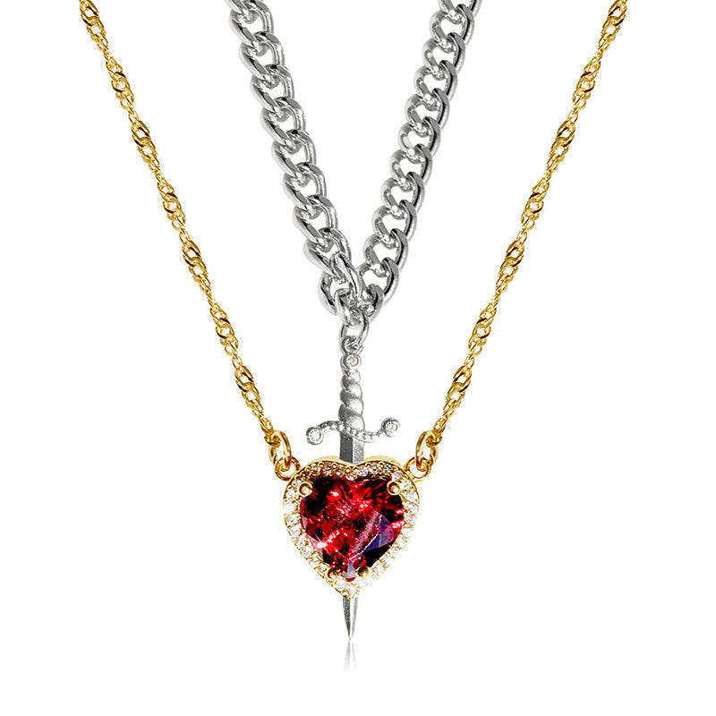 💥 Soldes du dernier jour -50 % 💖 Collier pour couple cœur et épée