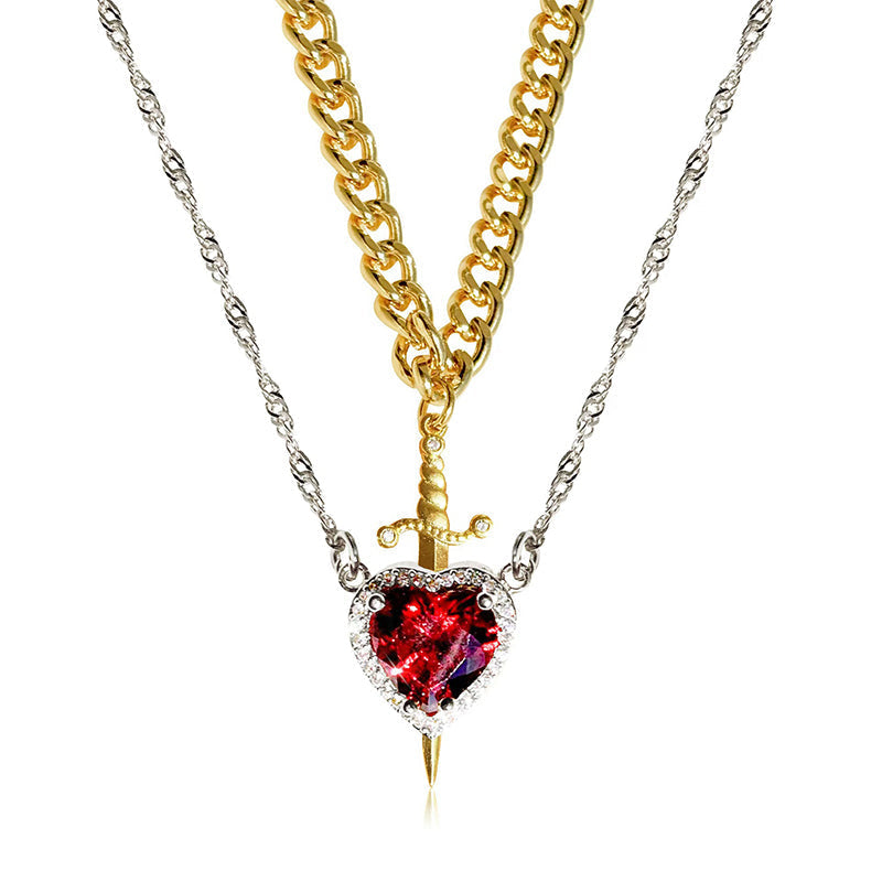 💥 Soldes du dernier jour -50 % 💖 Collier pour couple cœur et épée