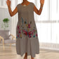 🌸Promotions de printemps🌸Robe ample sans manches pour femme avec décolleté rond à fleurs