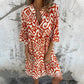 🌸Printemps 50% de réduction🌸Robe avec col en V imprimé et manches trois-quarts
