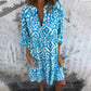 🌸Printemps 50% de réduction🌸Robe avec col en V imprimé et manches trois-quarts