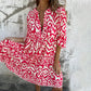 🌸Printemps 50% de réduction🌸Robe avec col en V imprimé et manches trois-quarts