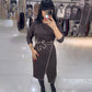 💕Nouveau produit💕Robe taille haute tendance pour femme à manches longues