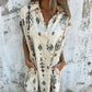 💞52% de réduction💞Classic robe en coton lin imprimé【S-3XL】