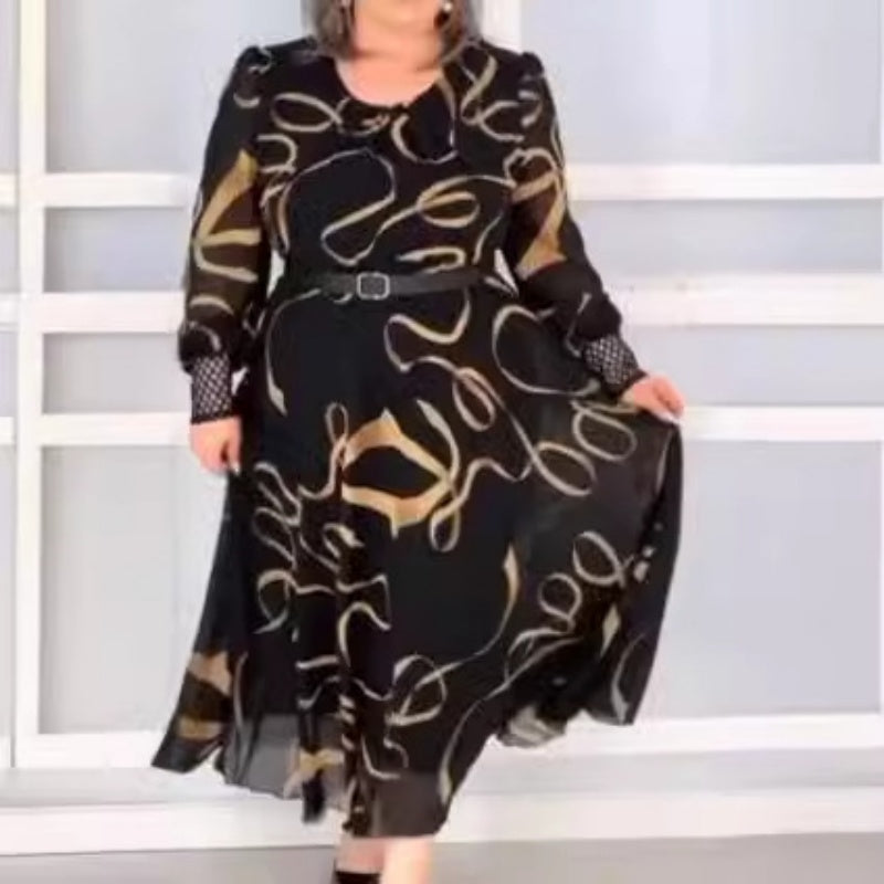 🌸Promotions de printemps💐 Robe élégante à manches longues imprimée et décontractée