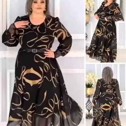 🌸Promotions de printemps💐 Robe élégante à manches longues imprimée et décontractée