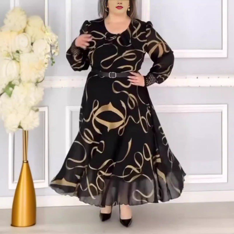 🌸Promotions de printemps💐 Robe élégante à manches longues imprimée et décontractée