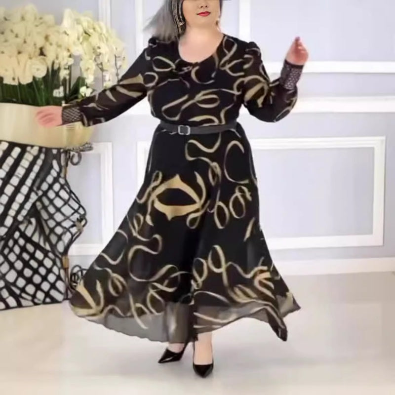 🌸Promotions de printemps💐 Robe élégante à manches longues imprimée et décontractée