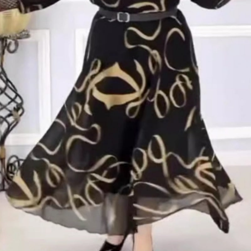 🌸Promotions de printemps💐 Robe élégante à manches longues imprimée et décontractée