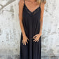 👗Elégante robe maxi décolleté V à bretelles spaghetti et dentelle pour femme