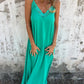 👗Elégante robe maxi décolleté V à bretelles spaghetti et dentelle pour femme