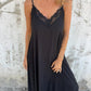 👗Elégante robe maxi décolleté V à bretelles spaghetti et dentelle pour femme