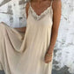👗Elégante robe maxi décolleté V à bretelles spaghetti et dentelle pour femme