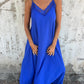 👗Elégante robe maxi décolleté V à bretelles spaghetti et dentelle pour femme