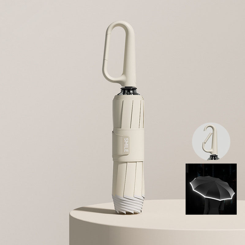 🌧️✨ Parapluie de sécurité réfléchissant – Compact, boucle à anneau pour un transport facile, idéal pour les trajets domicile-travail, visible et protégé par tous les temps 🚶‍♂️💡